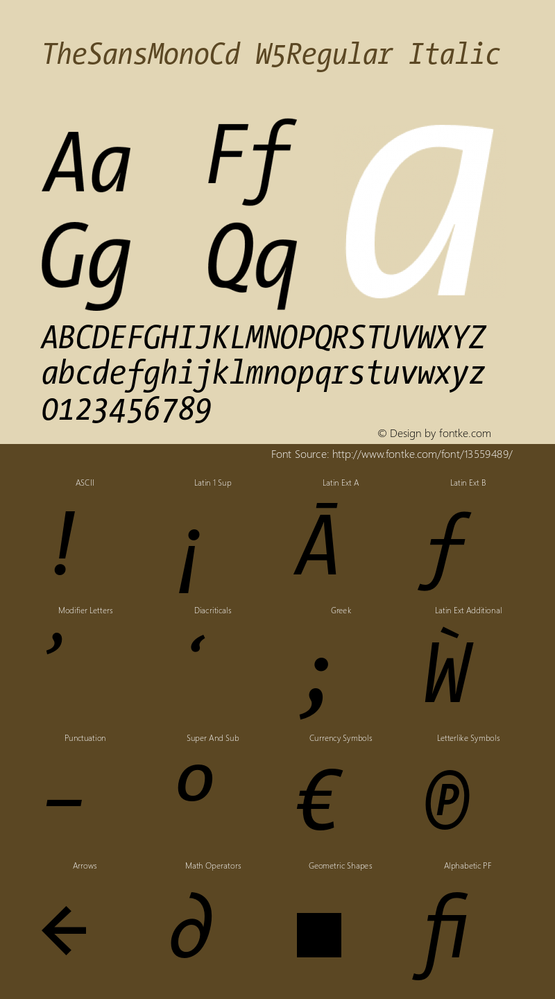 TheSansMonoCd W5Regular Italic Version 3.009 Font Sample