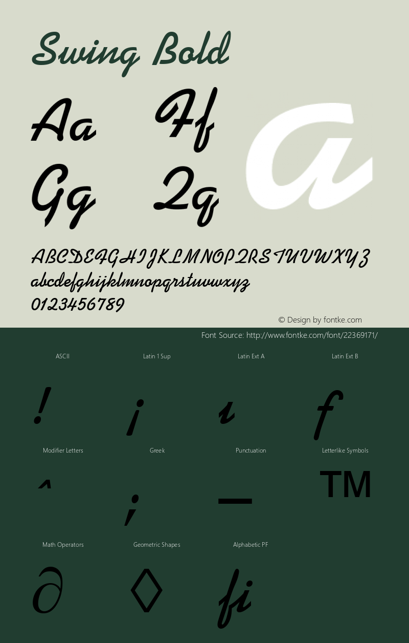 Swing Bold 1.001 Font Sample