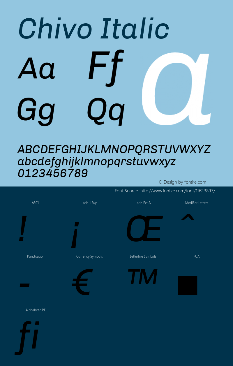 Chivo Italic 1.000 Font Sample