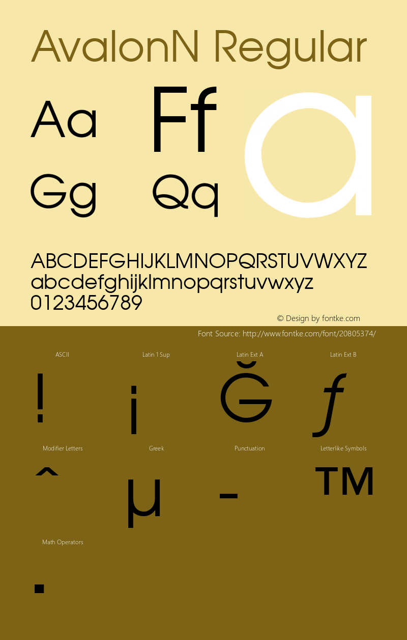 AvalonN 001.003 Font Sample