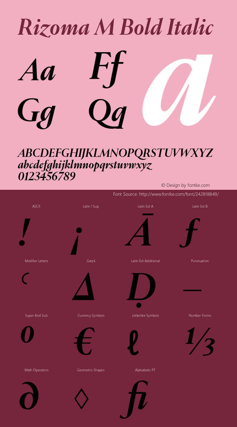 Rizoma M Bold Italic Version 1.001图片样张