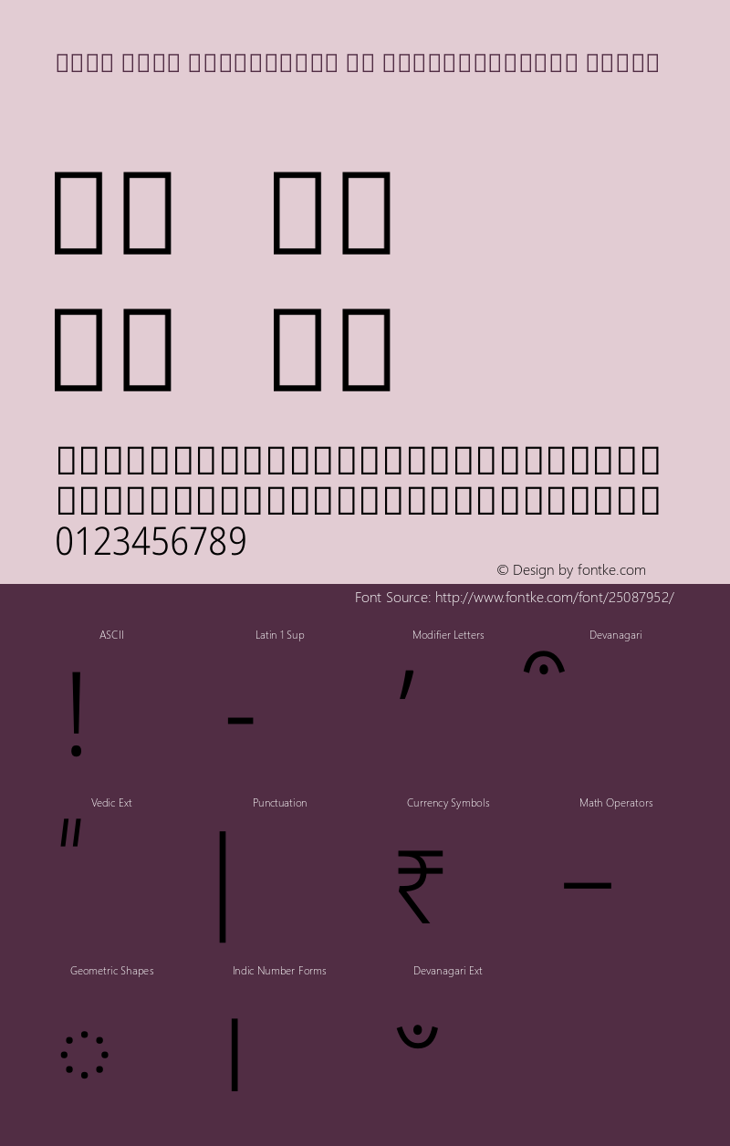 Noto Sans Devanagari UI SemiCondensed Light Version 2.000 Font Sample