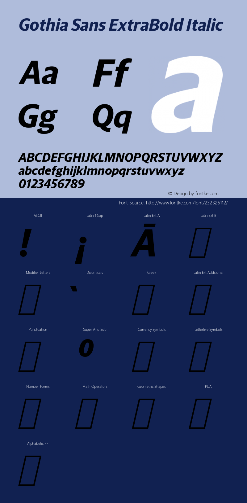 Gothia Sans ExtraBold Italic Version 1.000图片样张
