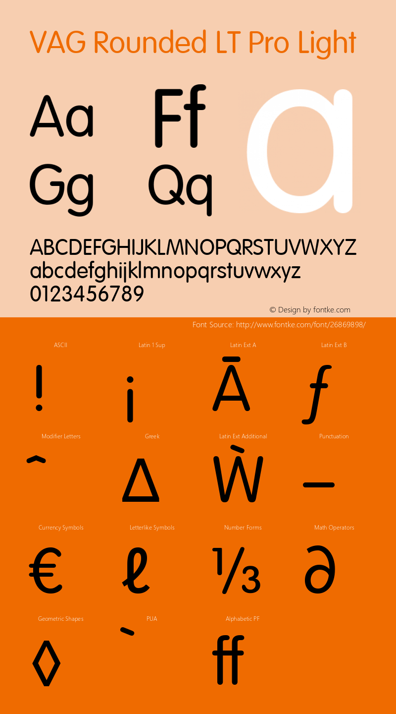 VAG Rounded LT Pro Light Version 1.00 Build 1000 Font Sample