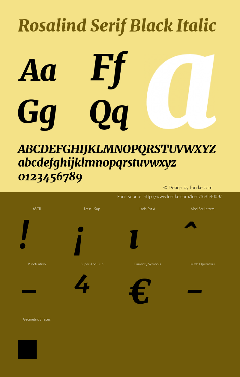 Rosalind Serif Black Italic Version 1.584;PS 001.584;hotconv 1.0.70;makeotf.lib2.5.58329 Font Sample