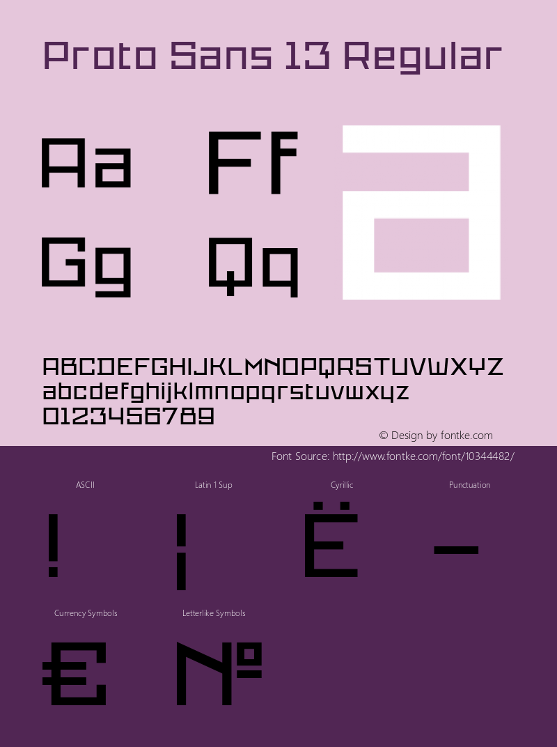 Proto Sans 13 Regular Unknown Font Sample