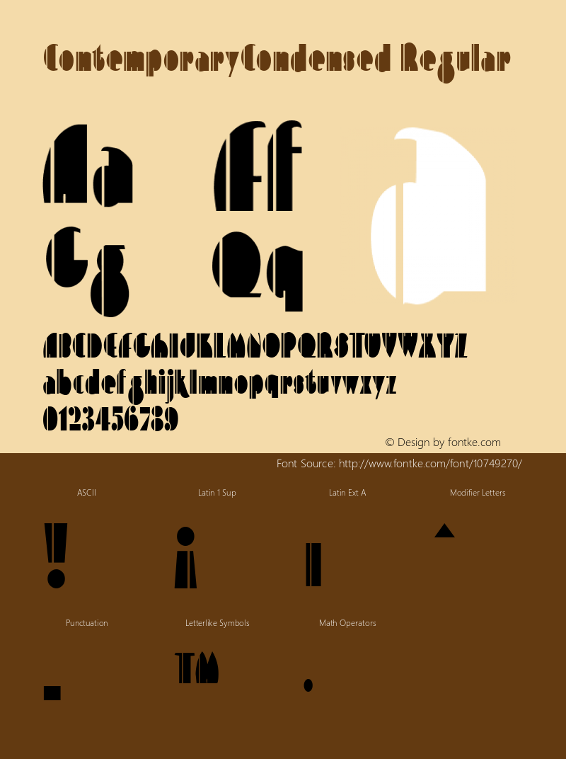 ContemporaryCondensed Regular Rev. 003.000 Font Sample