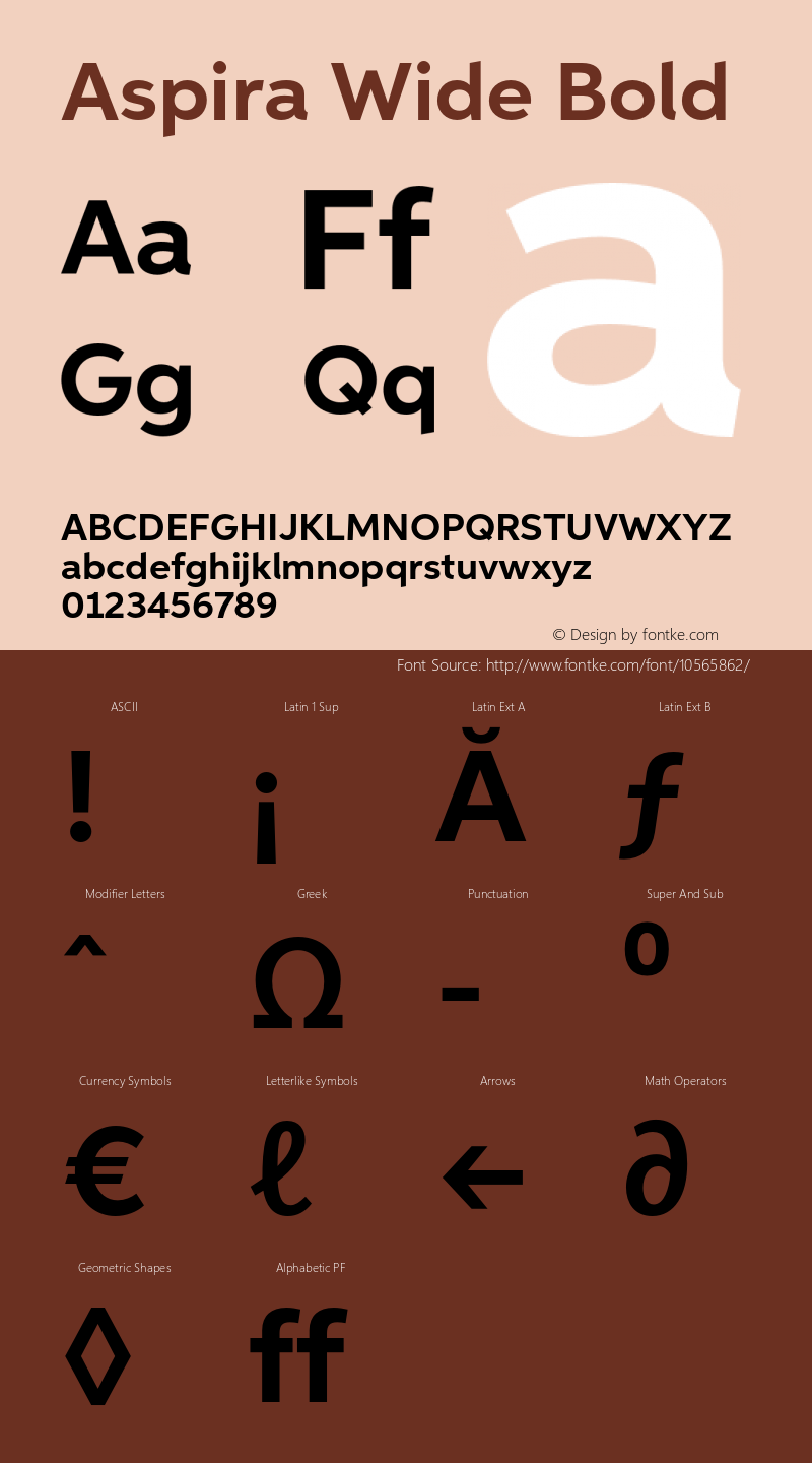 Aspira Wide Bold Version 1.05          UltraPrecision Font Font Sample