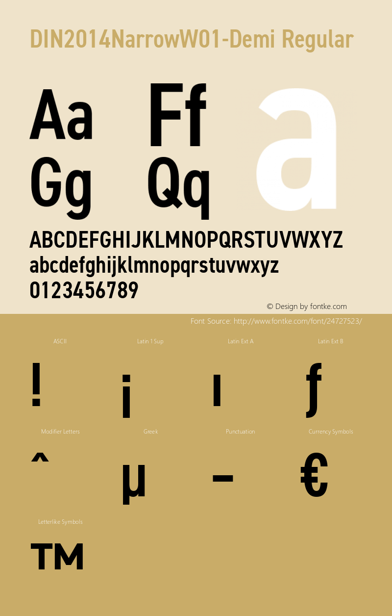 DIN 2014 Narrow W01 Demi Version 1.10 Font Sample