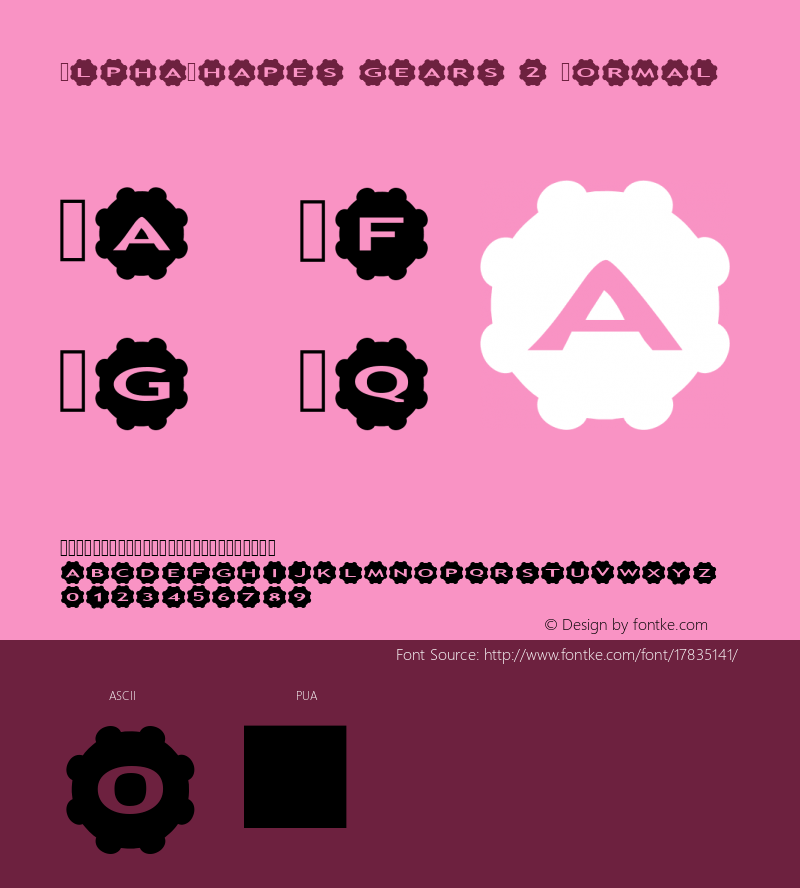 AlphaShapes gears 2 Normal 1.0 - November 2012 - freeware font Font Sample