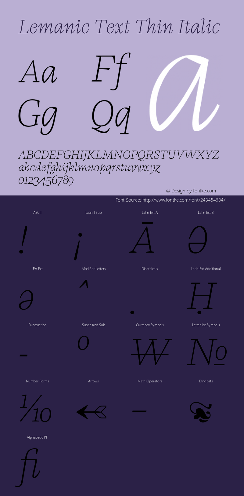 Lemanic Text Thin Italic Version 1.000 | web-ttf图片样张