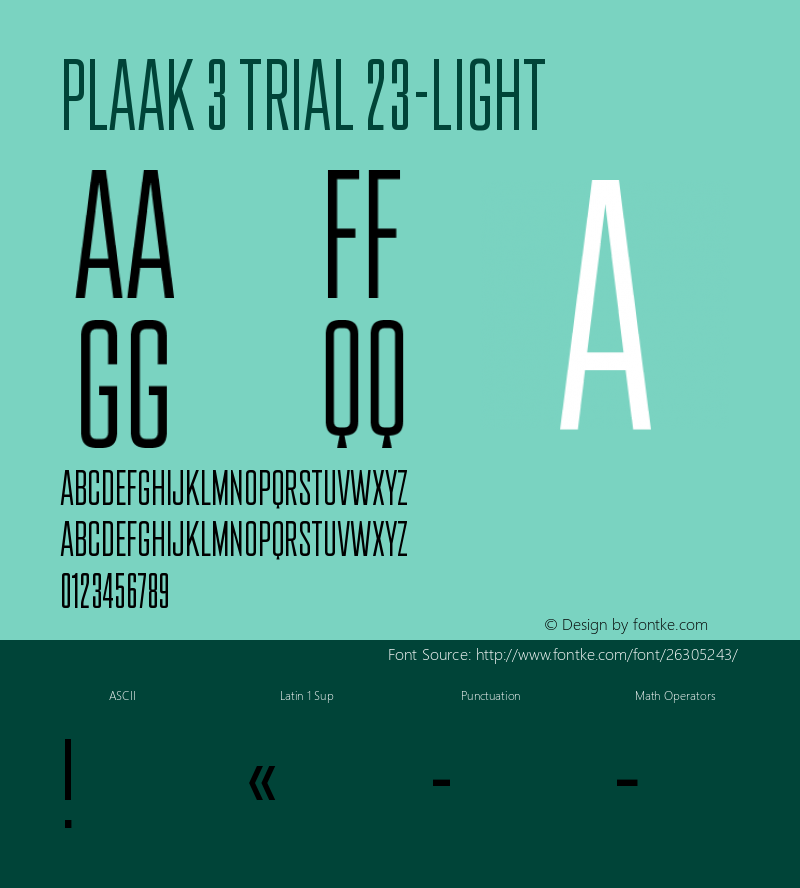 Plaak 3 Trial Light Version 1.000;PS 1.0;hotconv 1.0.88;makeotf.lib2.5.647800 Font Sample