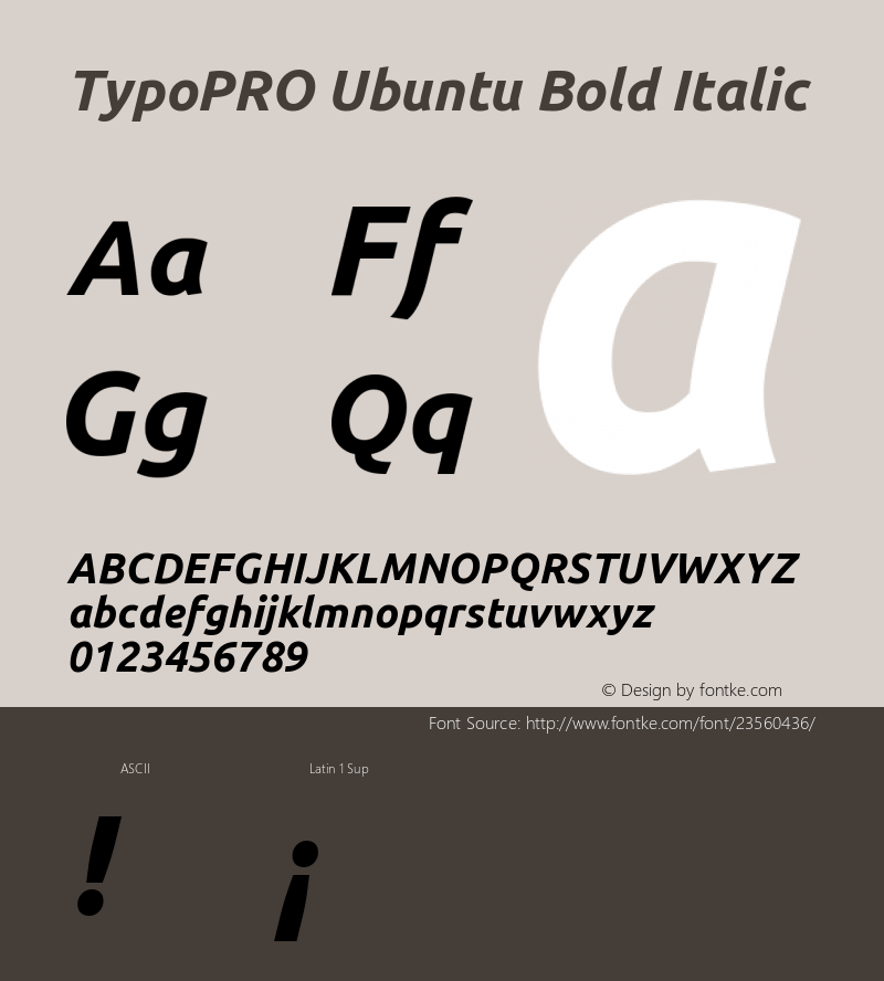 TypoPRO Ubuntu Bold Italic 0.83 Font Sample