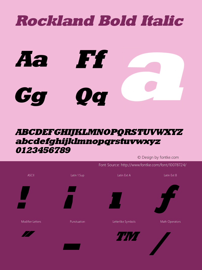 Rockland Bold Italic Rev. 002.002 Font Sample