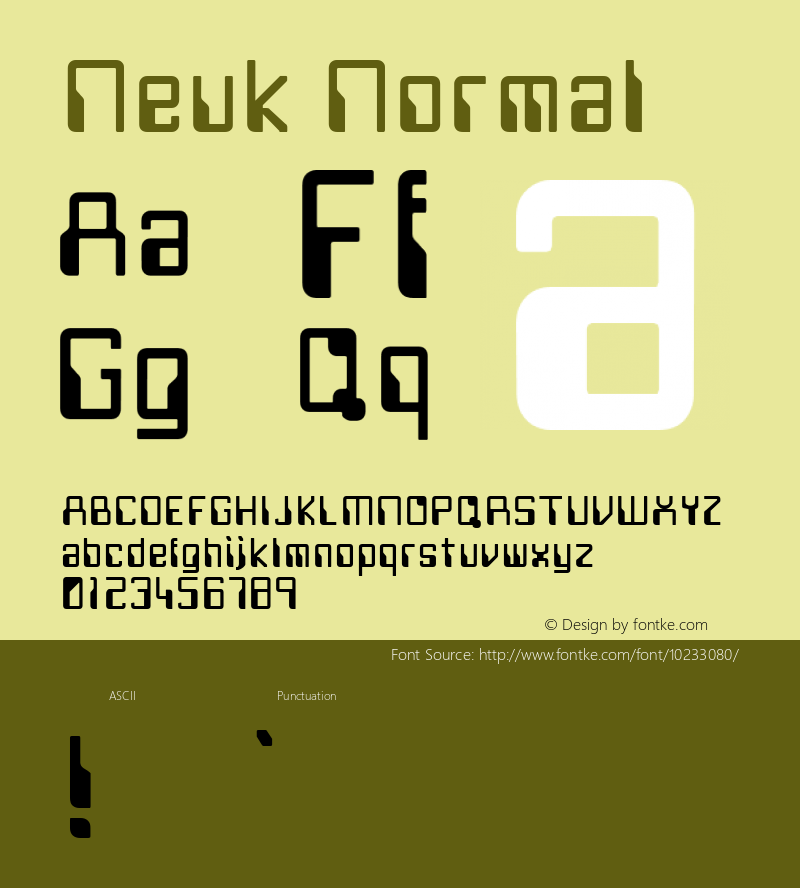 Neuk Normal 1.0 Tue Oct 11 08:45:20 1994 Font Sample