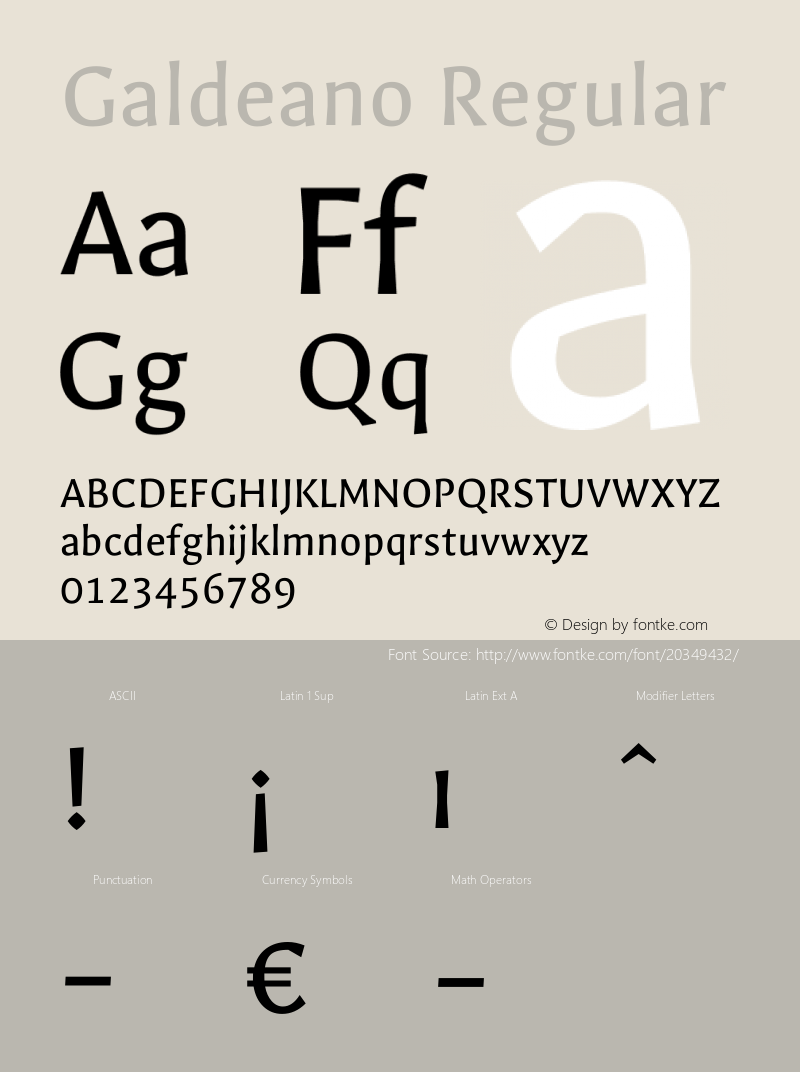 Galdeano Regular Version 1.001 Font Sample