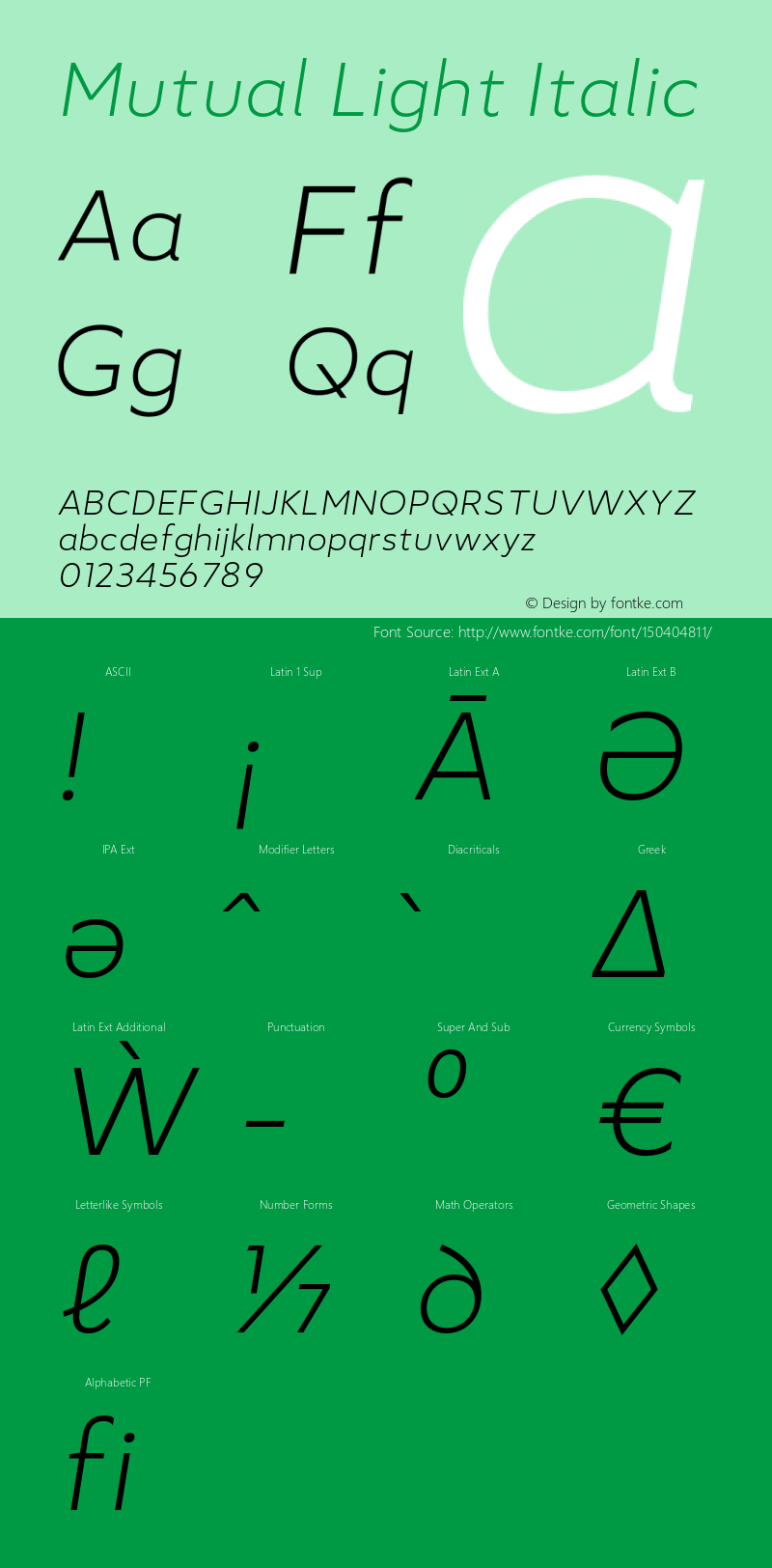 Mutual-LightItalic Version 1.00 Font Sample