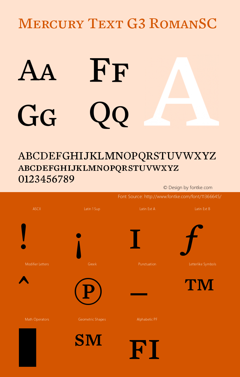 Mercury Text G3 RomanSC Version 001.000 Font Sample