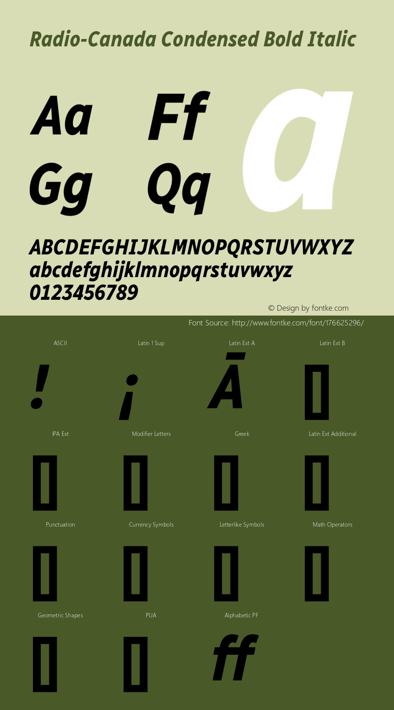 Radio-Canada Condensed Bold Italic Version 1.310图片样张