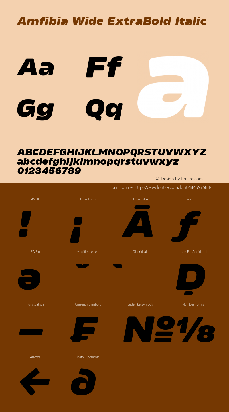 Amfibia-ExtraBoldWideItalic Version 1.000 | wf-rip DC20190310图片样张