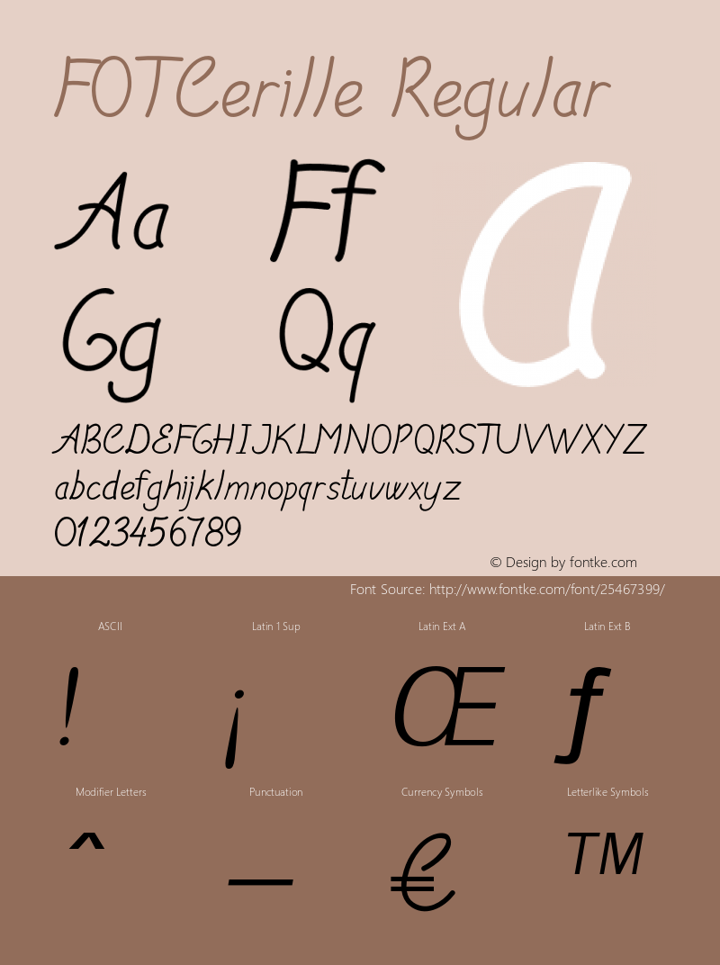 FOTCerille Version 1.000 Font Sample