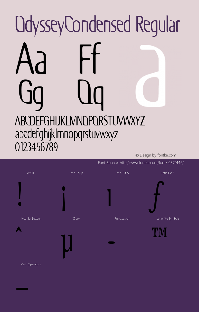 OdysseyCondensed Regular Rev. 003.000 Font Sample