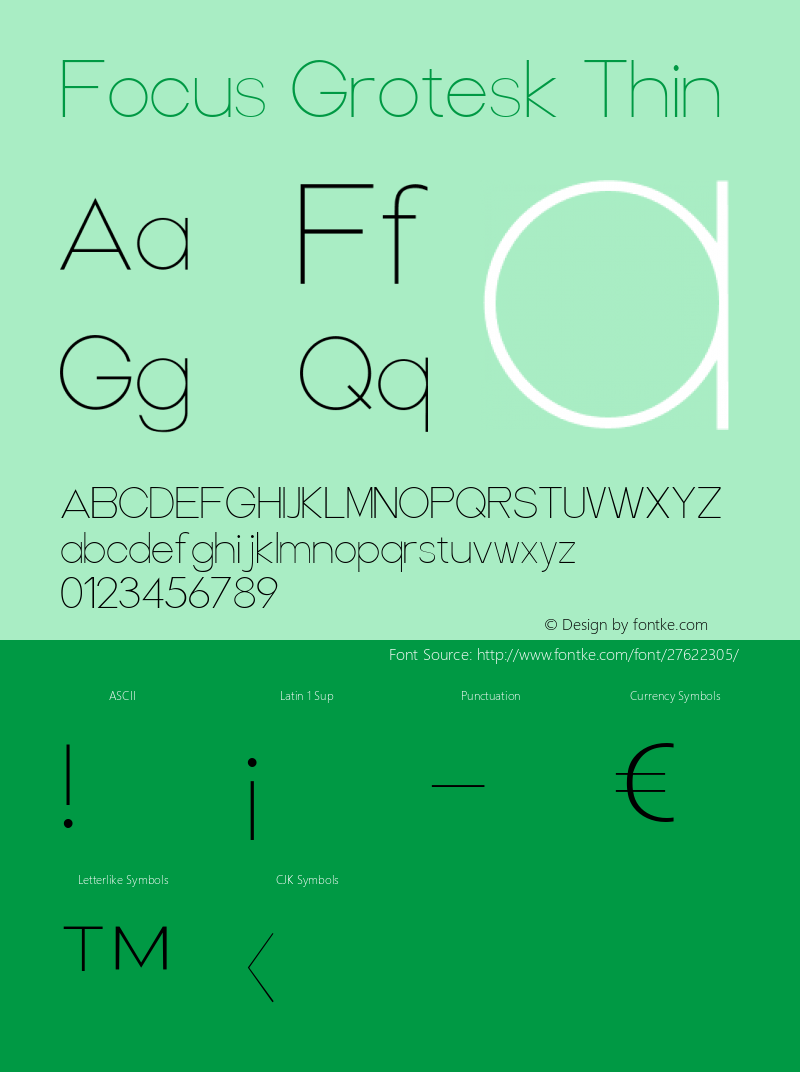 Focus Grotesk Thin Version 1.000 Font Sample