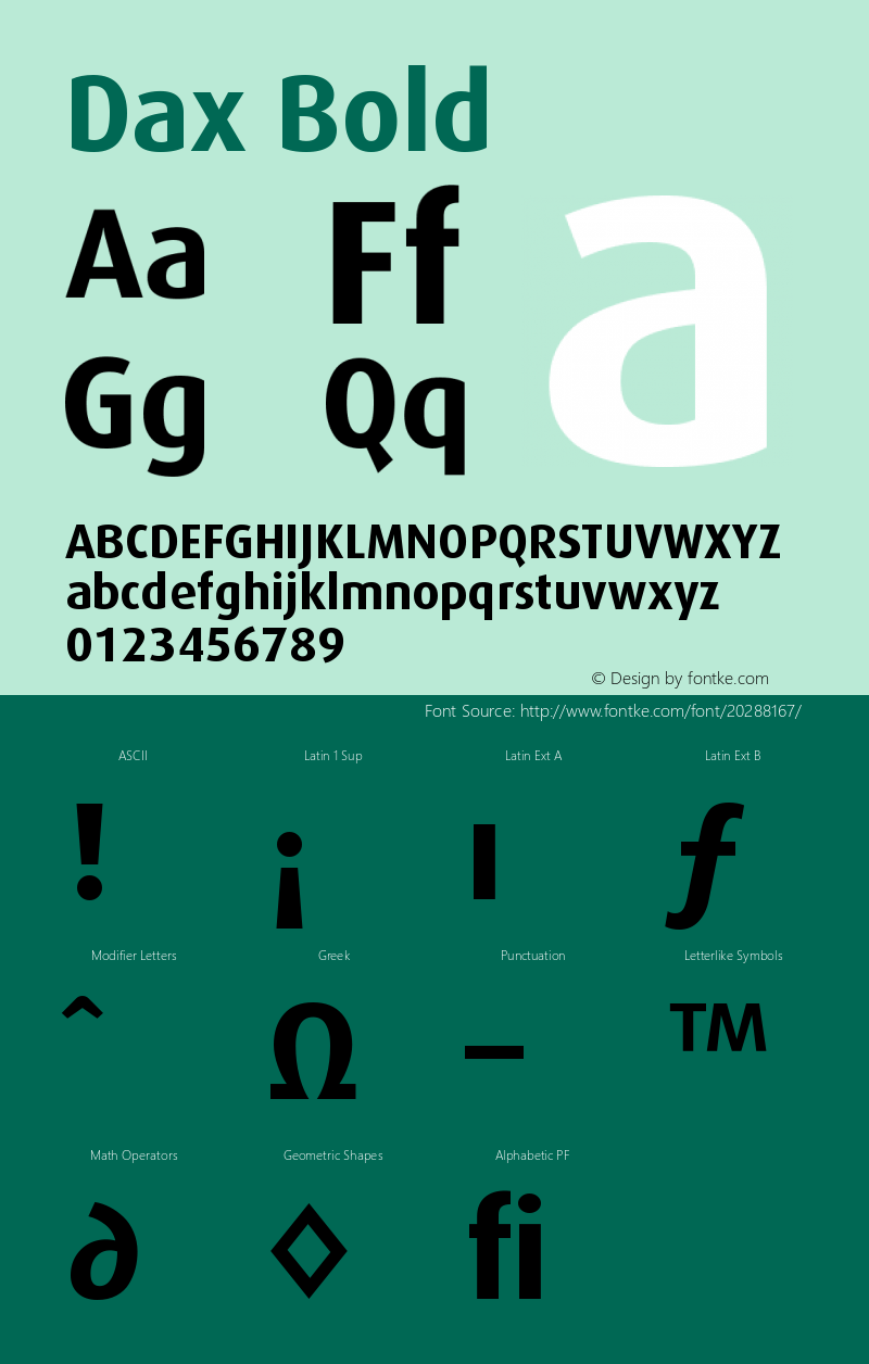 Dax-Bold Version 001.002; t1 to otf conv Font Sample