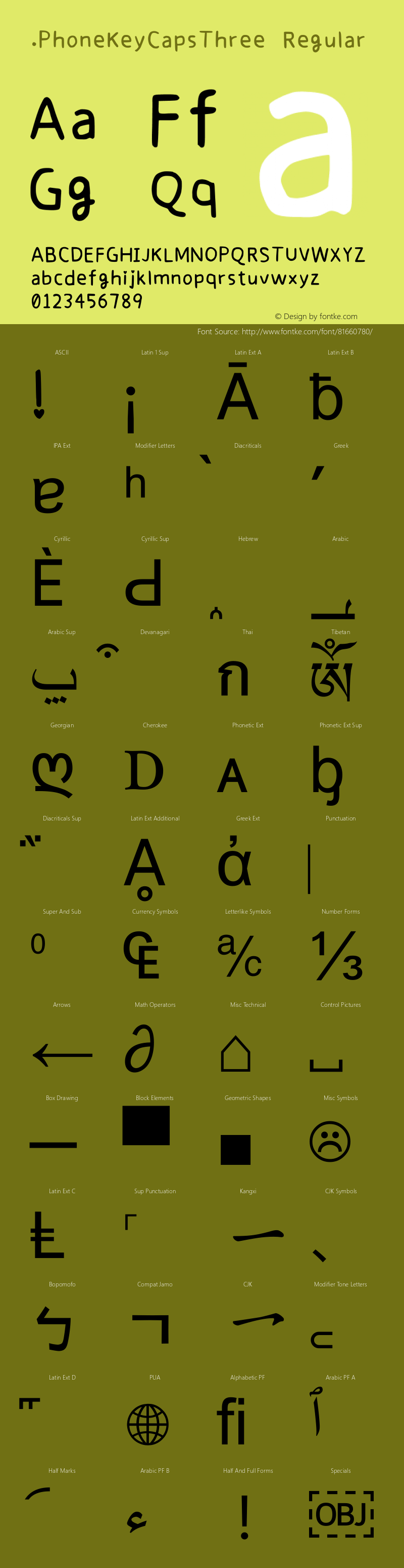 .PhoneKeyCapsThree Regular 4.2d1e1 Font Sample