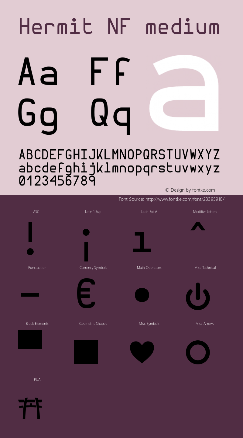 Hermit Medium Nerd Font Complete Mono Windows Compatible Version 1.21;Nerd Fonts Font Sample