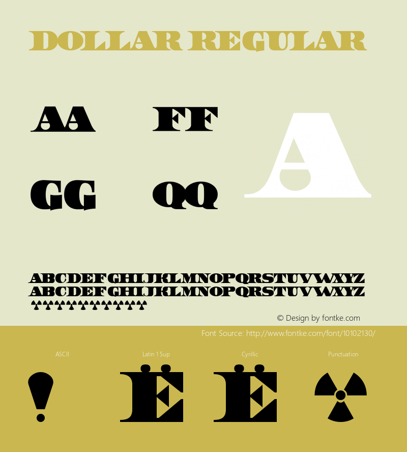 Dollar Regular Cyrillic version 1.02 by 30.01.2002. Font Sample