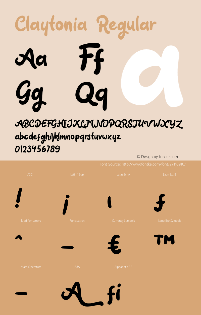 Claytonia-Regular Version 1.000 Font Sample