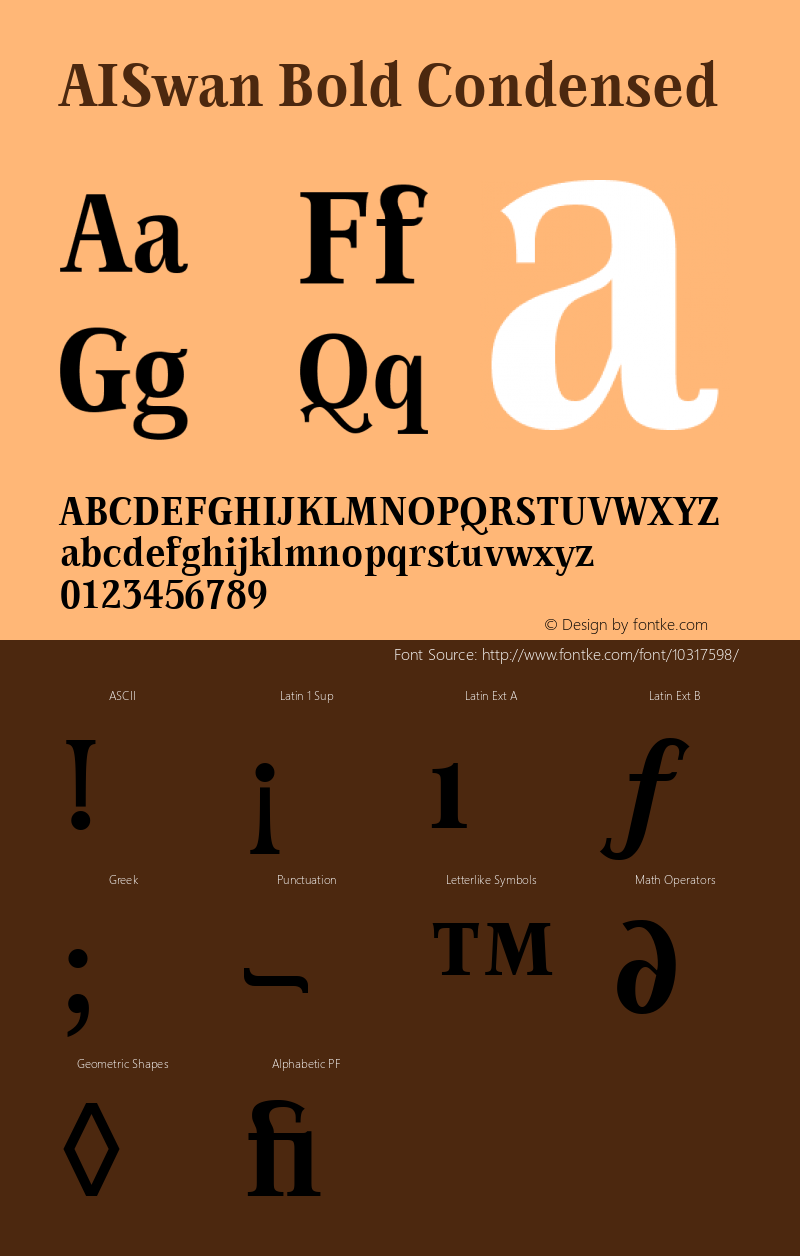 AISwan Bold Condensed Version 001.000 Font Sample