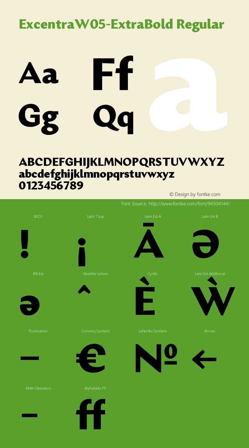 Excentra W05 ExtraBold Version 1.00 Font Sample