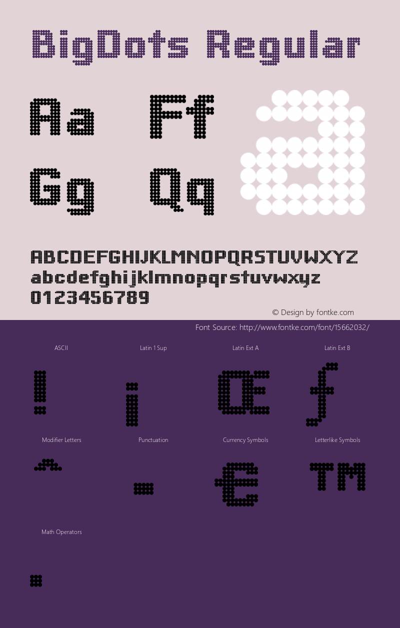 BigDots Regular 1.0 16-04-2002 Font Sample