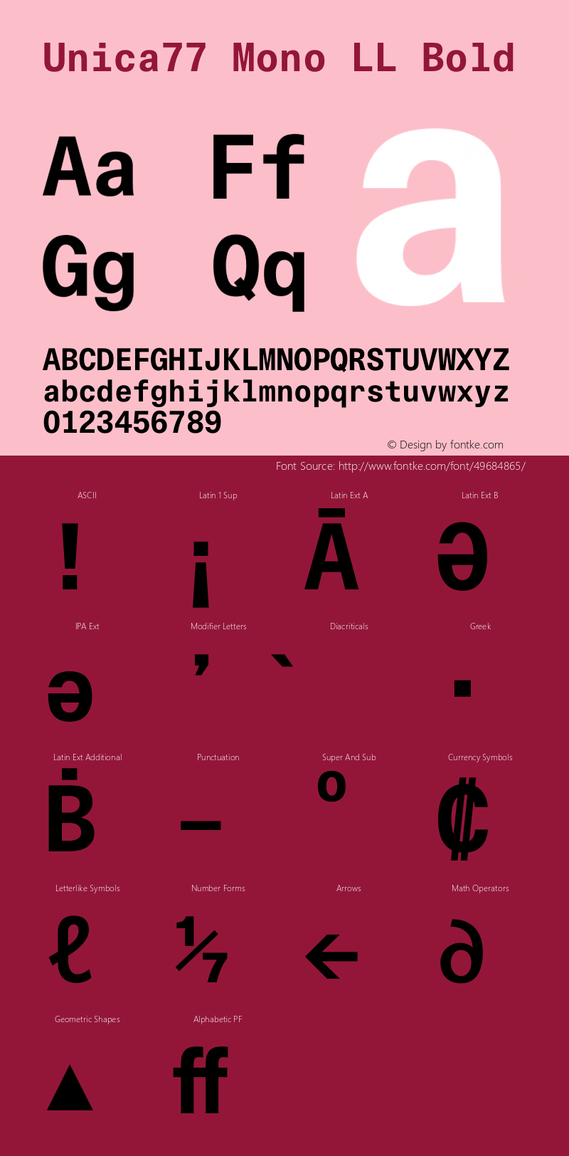 Unica77 Mono LL Bold Version 3.000; build 0003 | wf-rip DC20190925 Font Sample