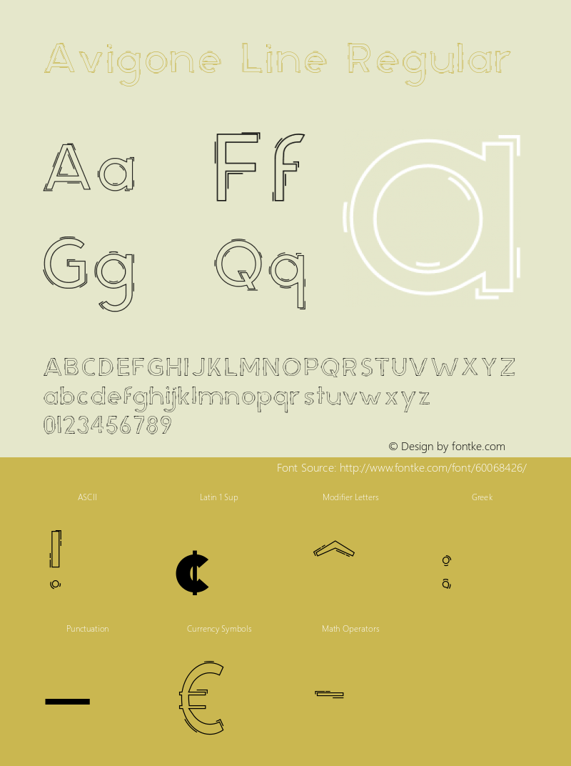 Avigone Line Version 1.00;April 1, 2020;FontCreator 11.5.0.2422 64-bit Font Sample