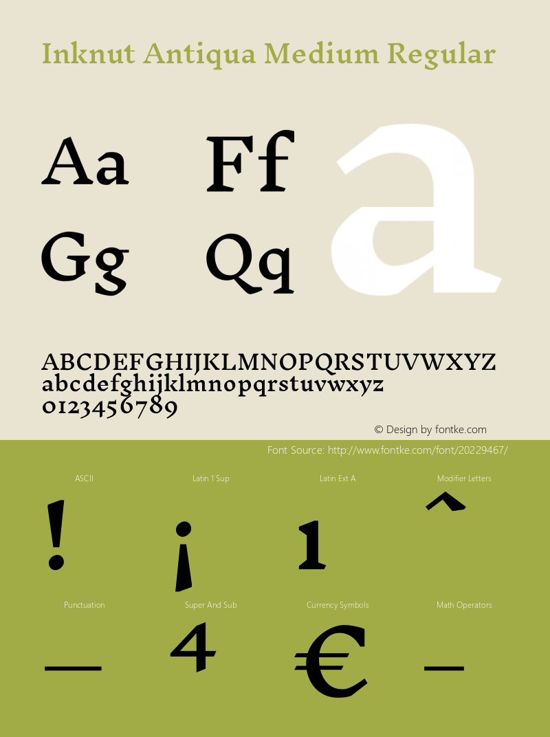 Inknut Antiqua Medium Version 1.002 Font Sample