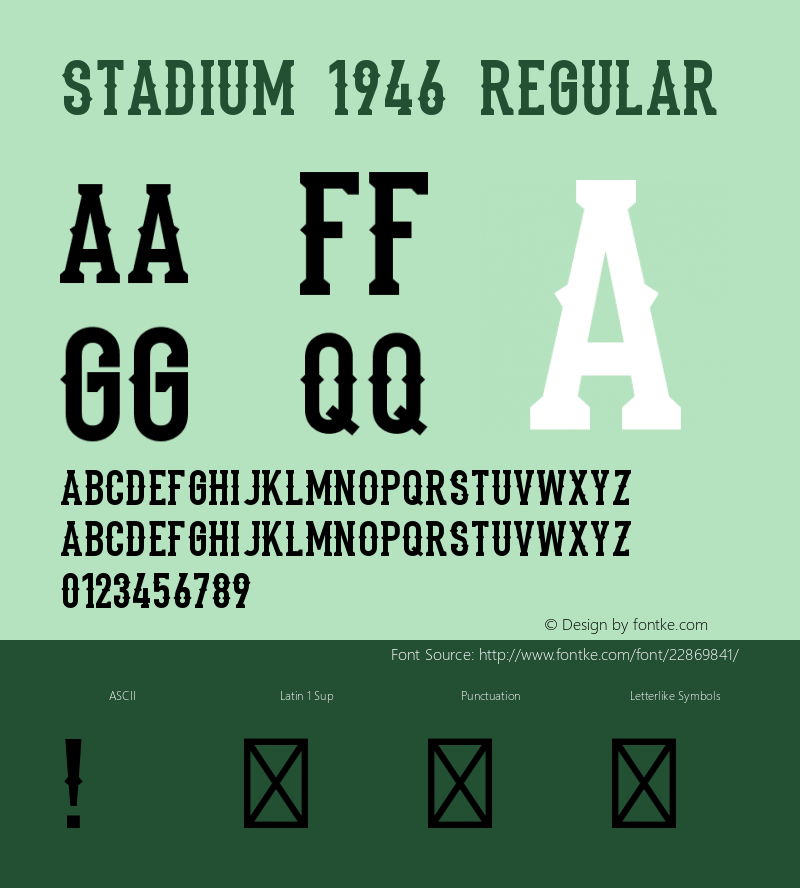 Stadium1946-Regular Version 1.001;PS 001.001;hotconv 1.0.56;makeotf.lib2.0.21325 Font Sample