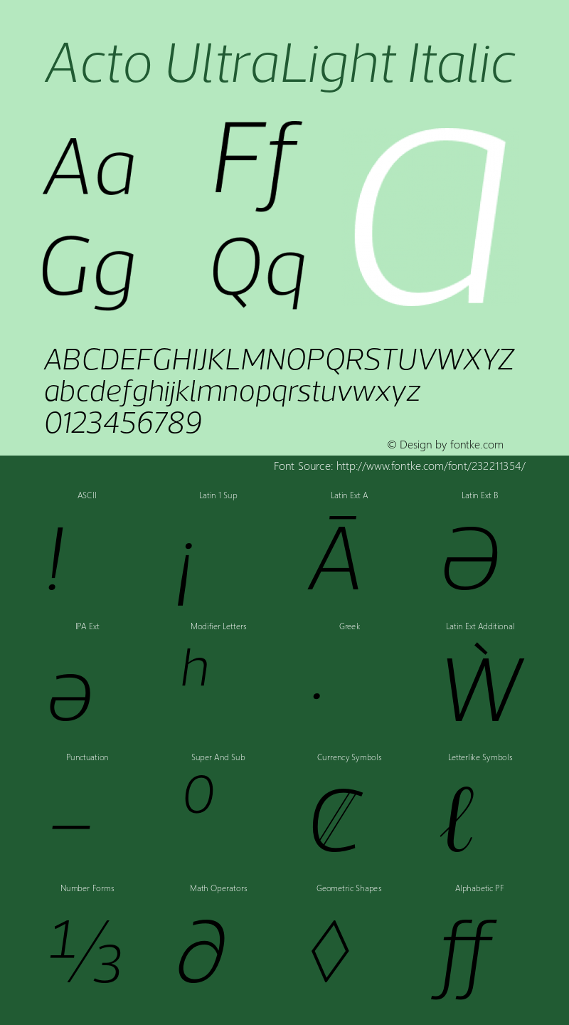 Acto-UltraLightItalic Version 1.000图片样张