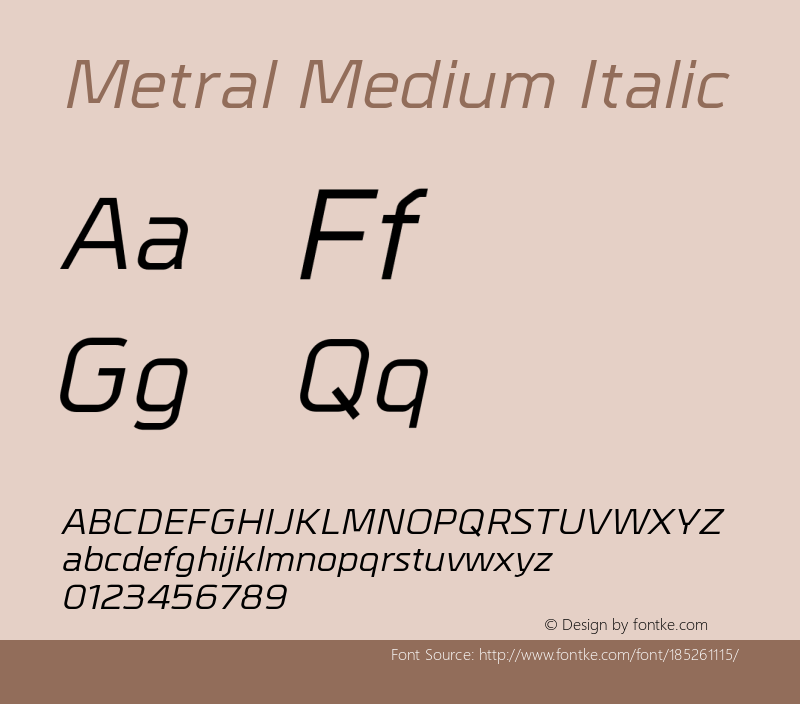 Metral-MediumItalic Version 1.10图片样张