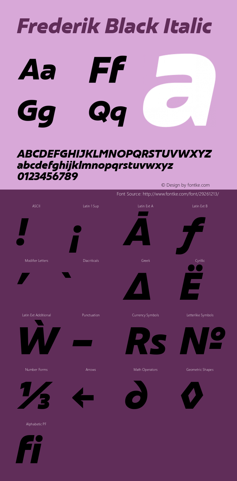 Frederik Black Italic Version 001.000 February 2019;YWFTv17 Font Sample