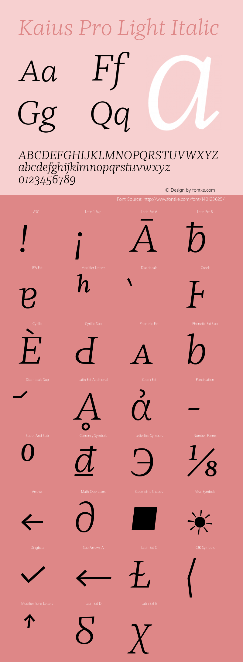 Kaius Pro Light Italic Version 1.000 Font Sample