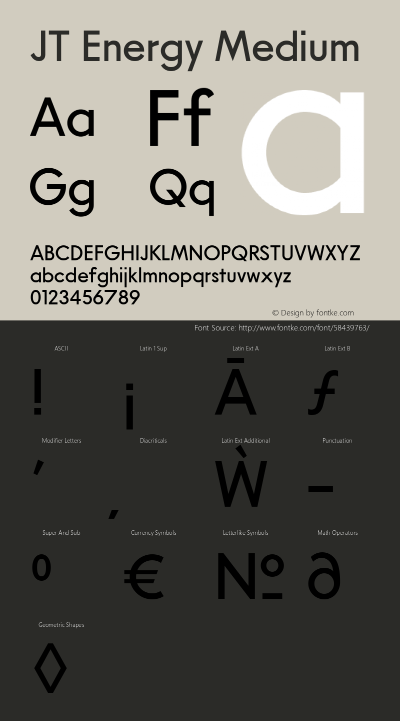 JT Energy Medium Version 3.00 Font Sample