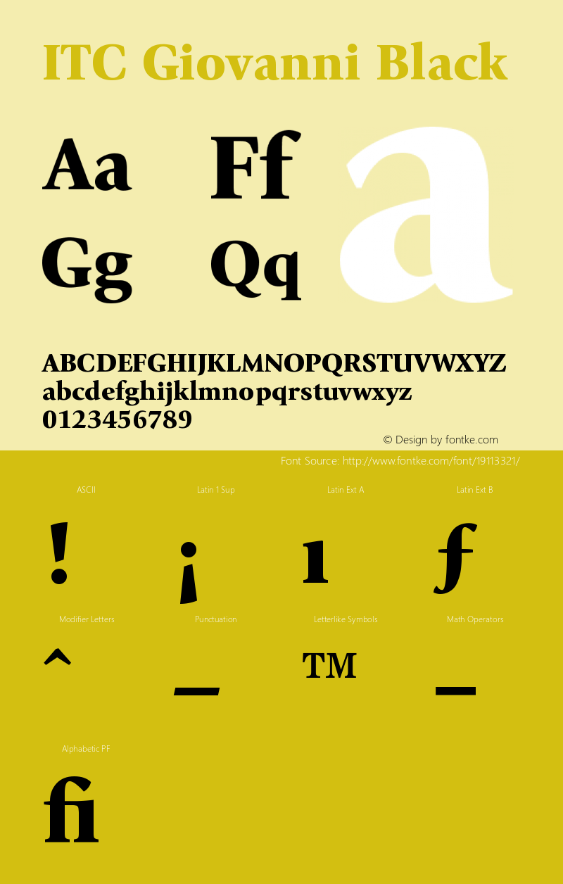 ITC Giovanni Black Version 001.000 Font Sample