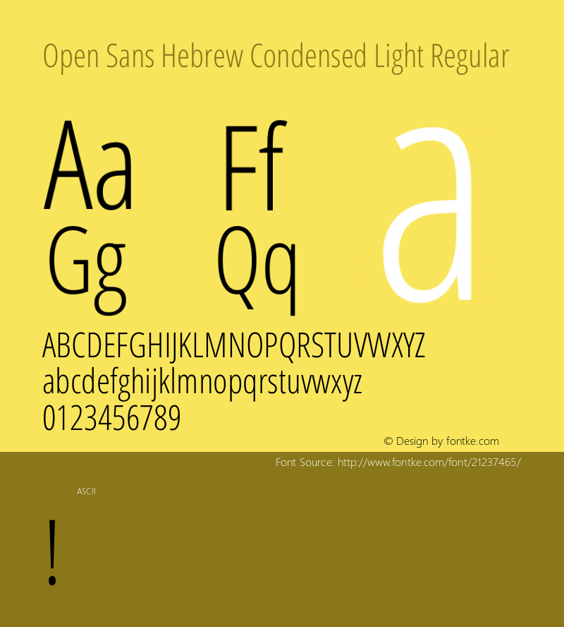 Open Sans Hebrew Condensed Light Regular  Font Sample