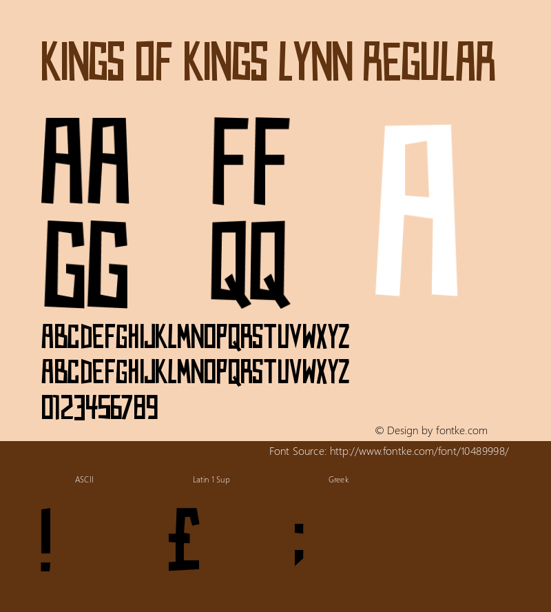 Kings of Kings Lynn Regular Version 1.00 June 23, 2013, initial release Font Sample