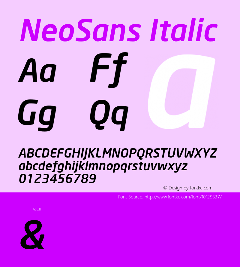 NeoSans Italic Version 1.000;PS 001.001;hotconv 1.0.38 Font Sample