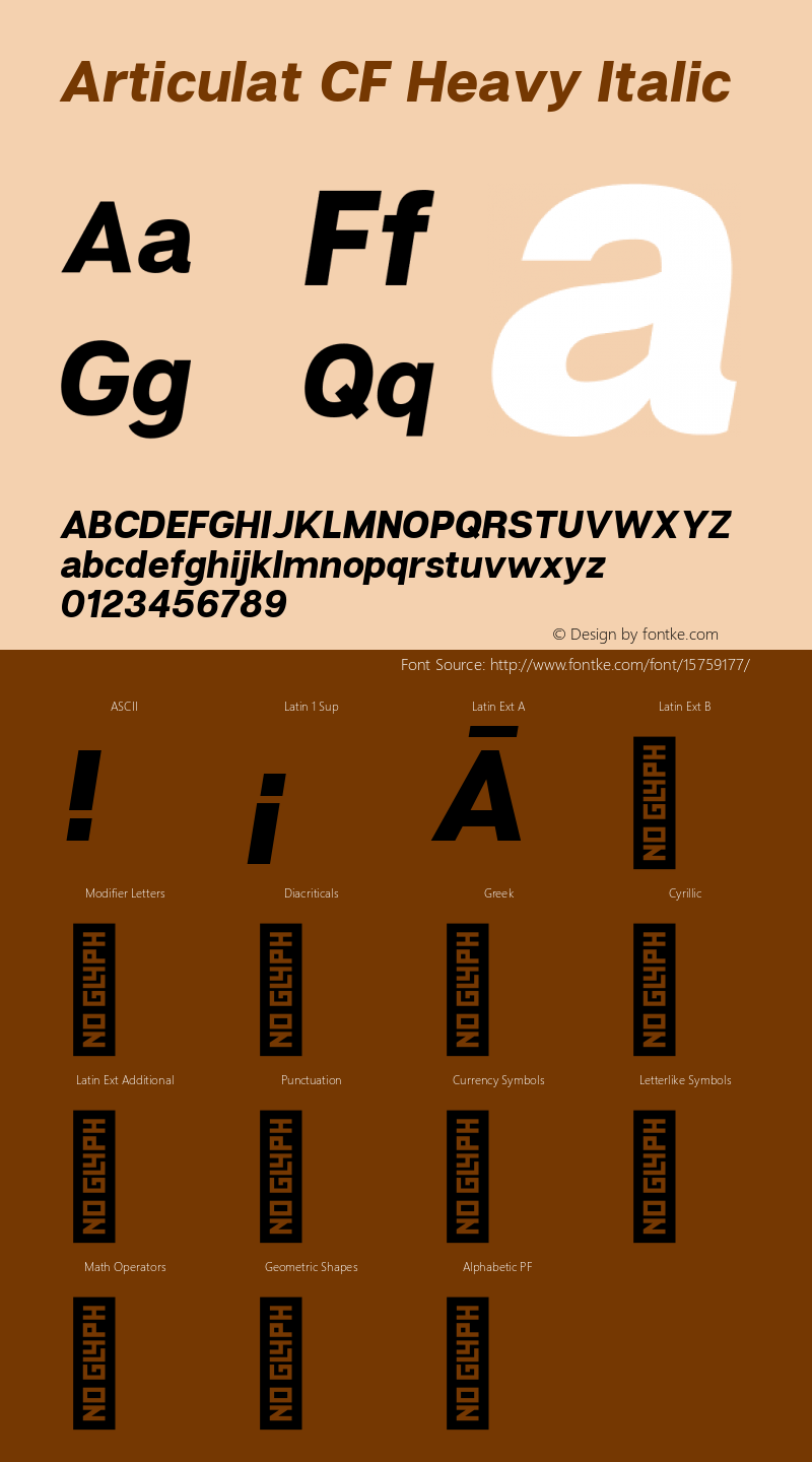 Articulat CF Heavy Italic Version 1.030 Font Sample