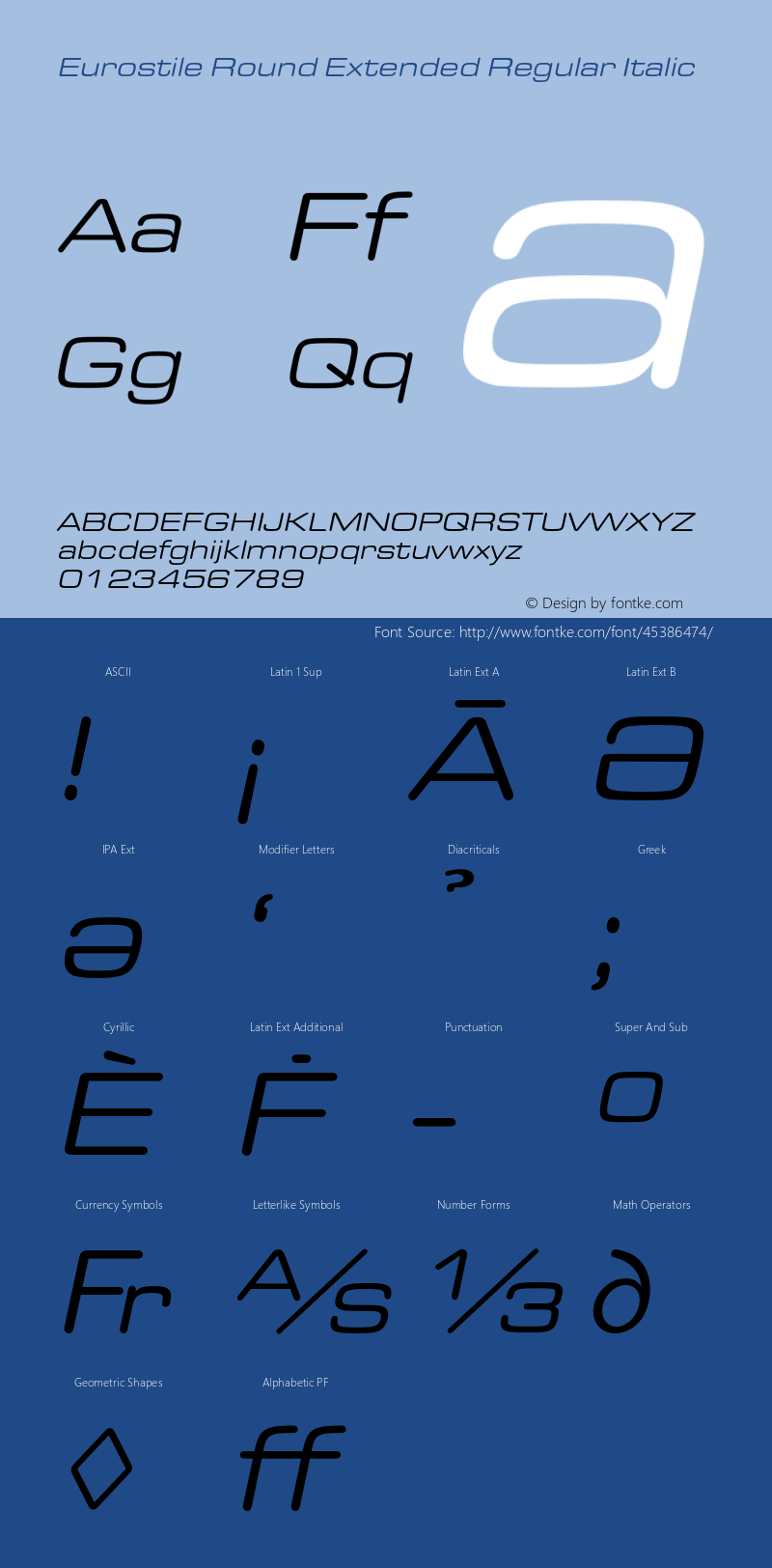 EurostileRoundExtended-Italic Version 1.000;PS 1.00;hotconv 1.0.57;makeotf.lib2.0.21895 Font Sample